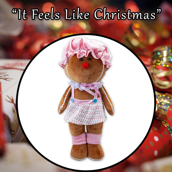Christmas Standing Gingerbread Girl Decoration 50cm x 24cm Pink X 1