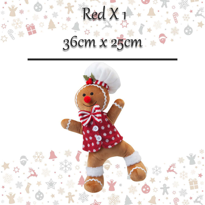 Christmas Gingerbread Man Decoration 36cm x 25cm Red X 1