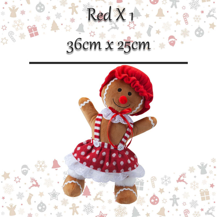 Christmas Gingerbread Woman Decoration 36cm x 25cm Red X 1