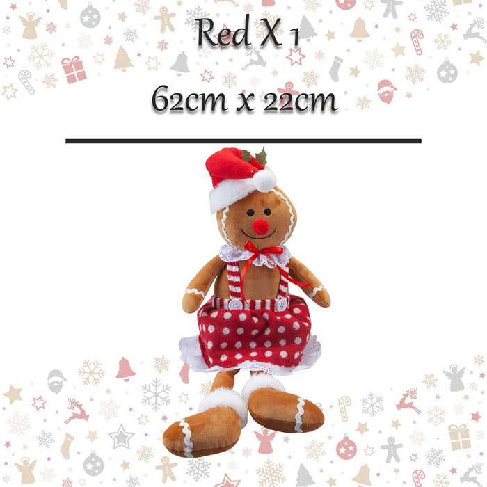 Christmas Gingerbread Woman Decoration 62cm x 22cm Red X 1