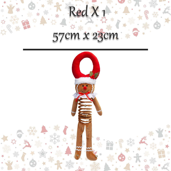 Christmas Gingerbread Door Hannger Decoration 57cm x 23cm Red X 1