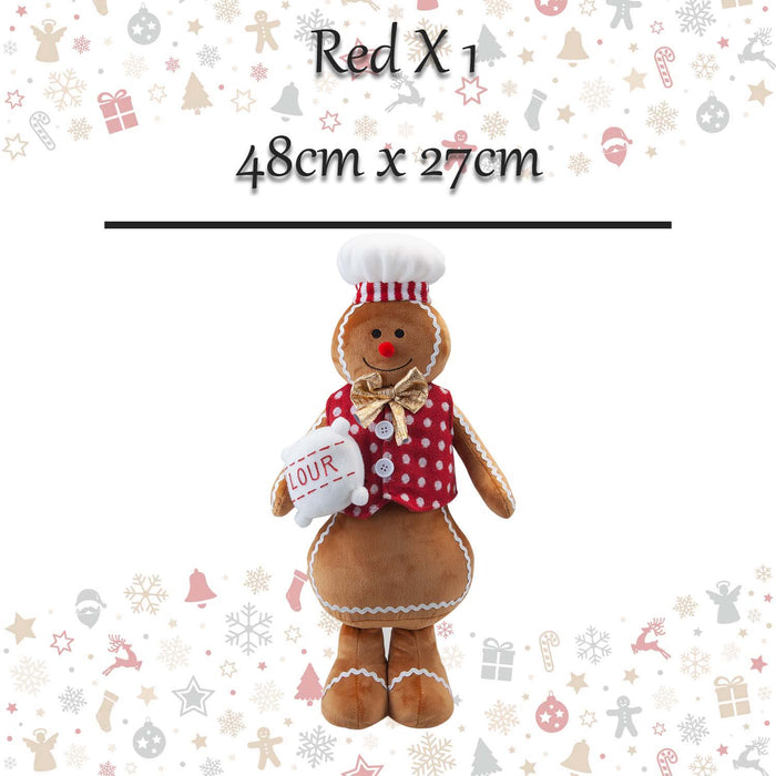 Christmas Gingerbread Man Decoration 48cm x 27cm Red X 1