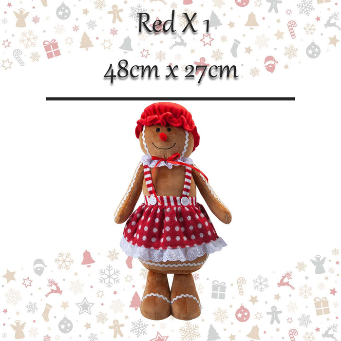 Christmas Gingerbread Woman Decoration 48cm x 27cm Red X 1