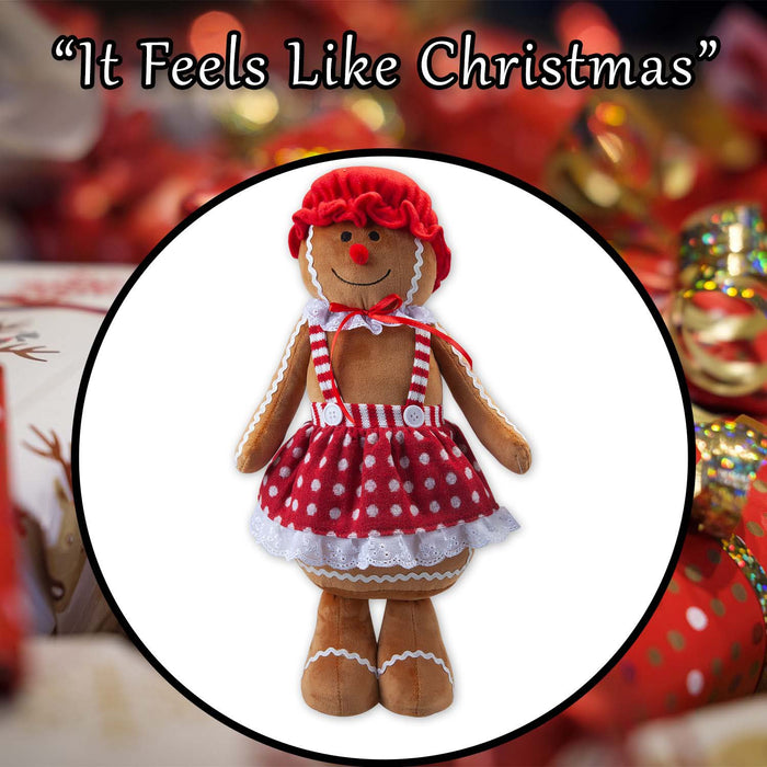 Christmas Gingerbread Woman Decoration 48cm x 27cm Red X 1