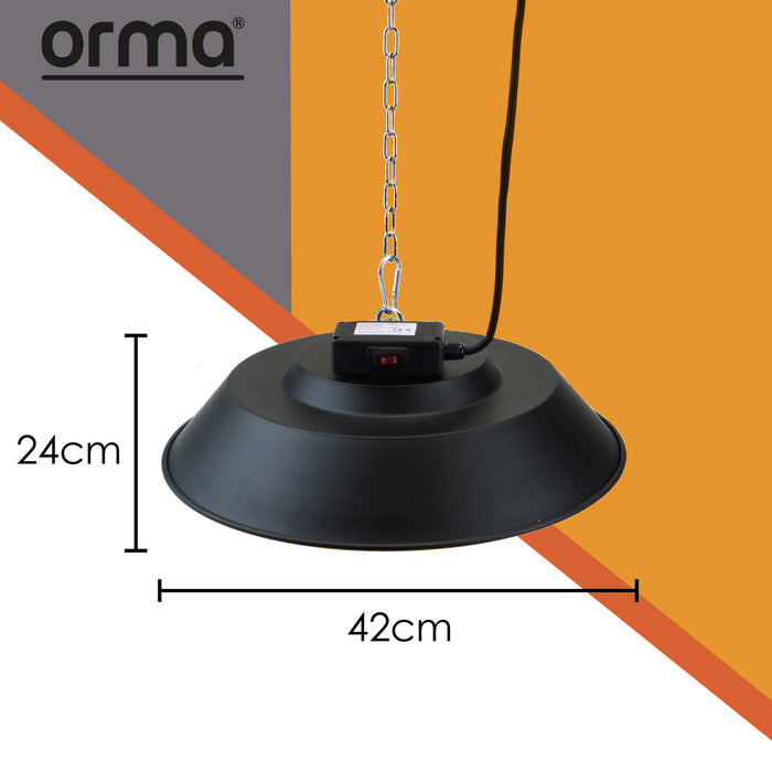 Ceiling Mounted Halogen Heater Black Slim Instant Heat Gazebo Lamp