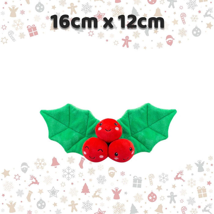 Christmas Holly Soft Toy Plush Gift Idea 16cm x 12cm Multicolour X 1