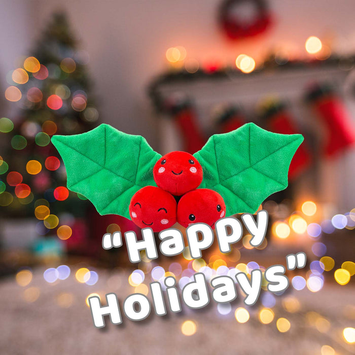 Christmas Holly Soft Toy Plush Gift Idea 16cm x 12cm Multicolour X 1