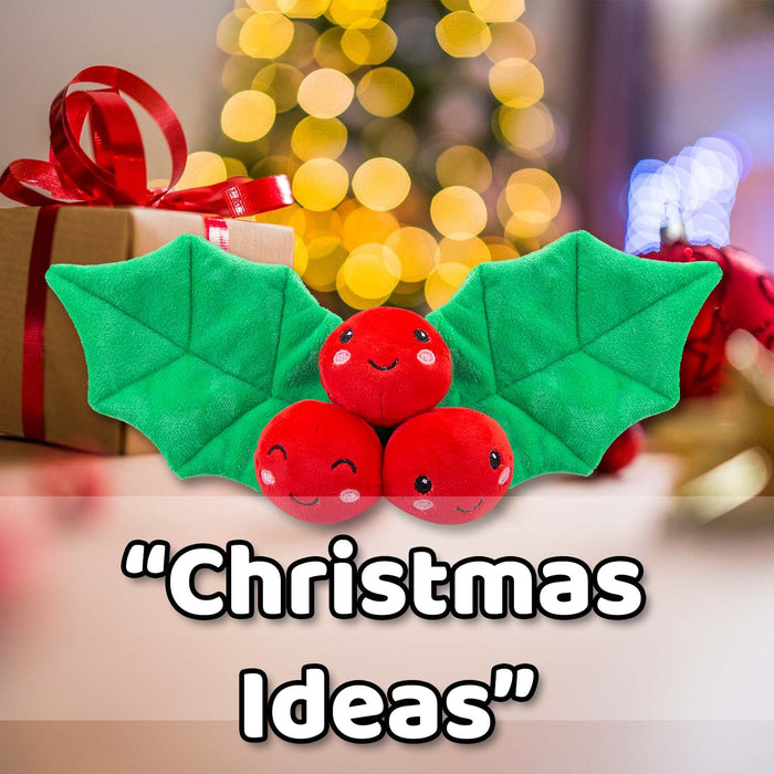 Christmas Holly Soft Toy Plush Gift Idea 16cm x 12cm Multicolour X 1