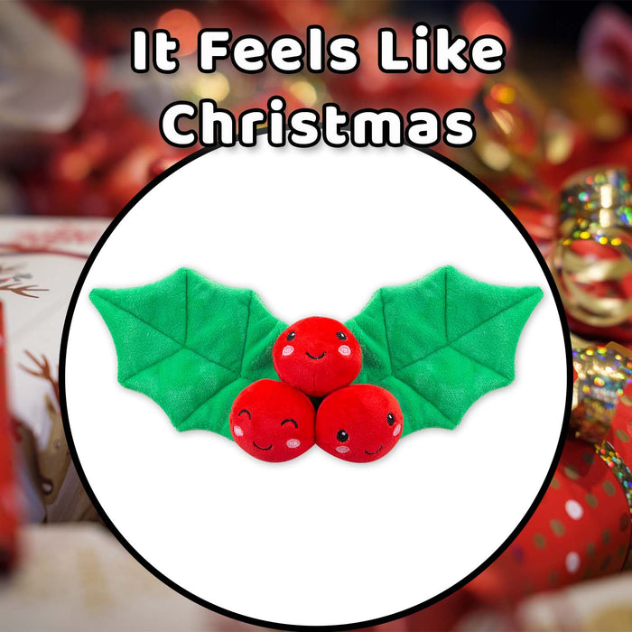 Christmas Holly Soft Toy Plush Gift Idea 16cm x 12cm Multicolour X 1