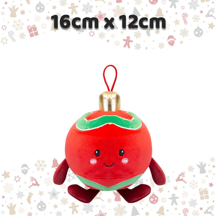 Christmas Red Bauble Soft Toy Plush Gift 16cm x 12cm Multicolour X 1