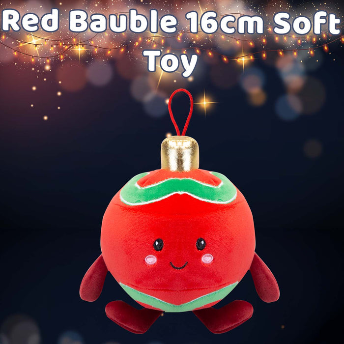 Christmas Red Bauble Soft Toy Plush Gift 16cm x 12cm Multicolour X 1