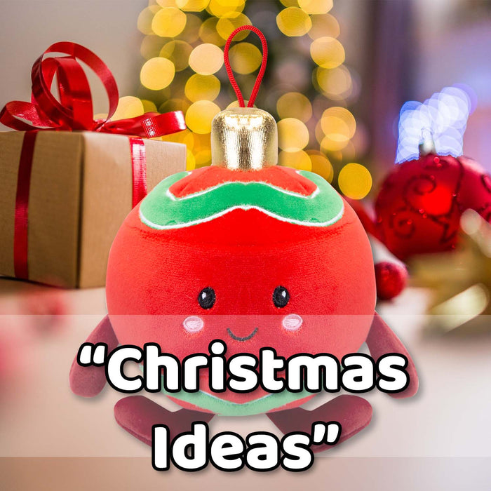 Christmas Red Bauble Soft Toy Plush Gift 16cm x 12cm Multicolour X 1