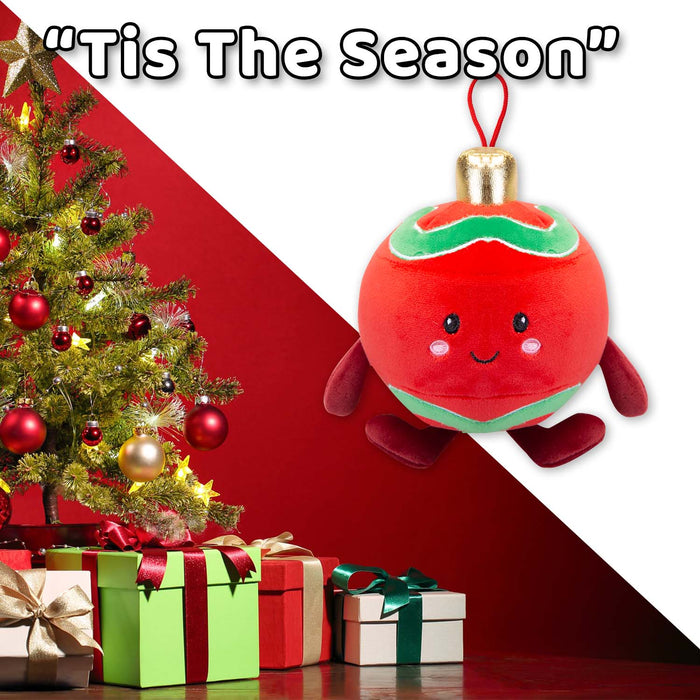 Christmas Red Bauble Soft Toy Plush Gift 16cm x 12cm Multicolour X 1