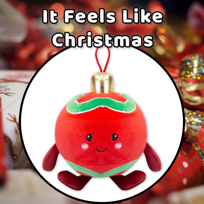 Christmas Red Bauble Soft Toy Plush Gift 16cm x 12cm Multicolour X 1