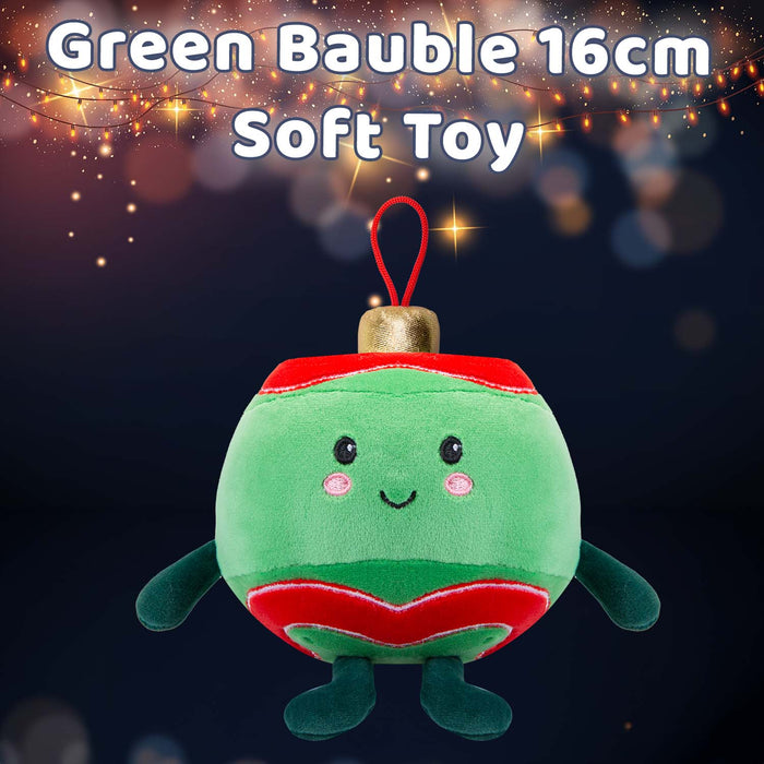Christmas Green Bauble Soft Toy Plush Gift 16cm x 12cm Multicolour X 1
