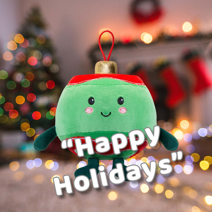 Christmas Green Bauble Soft Toy Plush Gift 16cm x 12cm Multicolour X 1