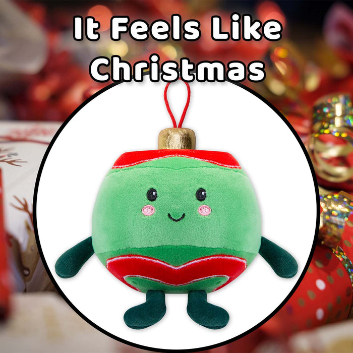 Christmas Green Bauble Soft Toy Plush Gift 16cm x 12cm Multicolour X 1