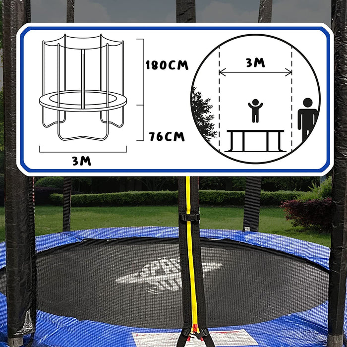 8FT Trampoline With Outer Netting in Blue