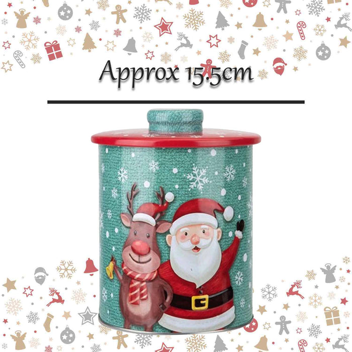 Christmas Biscuit Tin Xmas Themed Designs X Santa or Snowman