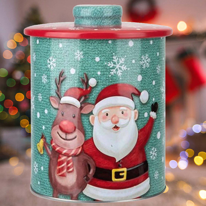 Christmas Biscuit Tin Xmas Themed Designs X Santa or Snowman