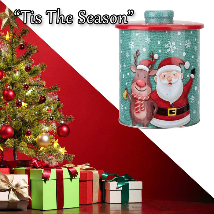 Christmas Biscuit Tin Xmas Themed Designs X 1 15. 5cm Santa or Snowman X 1