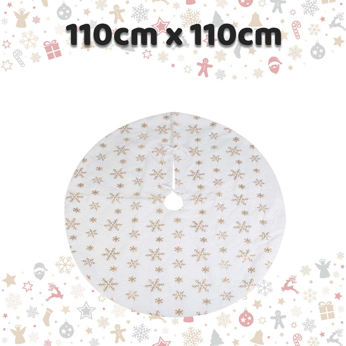 Christmas Tree Skirt Decoration 110cm x 110cm Gold X 1