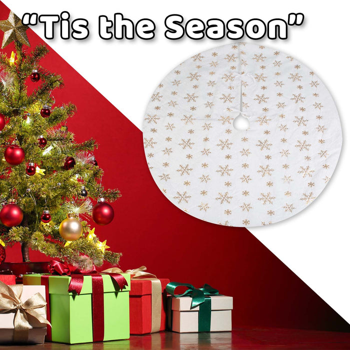 Christmas Tree Skirt Decoration 110cm x 110cm Gold X 1