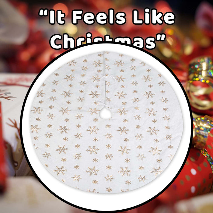 Christmas Tree Skirt Decoration 110cm x 110cm Gold X 1