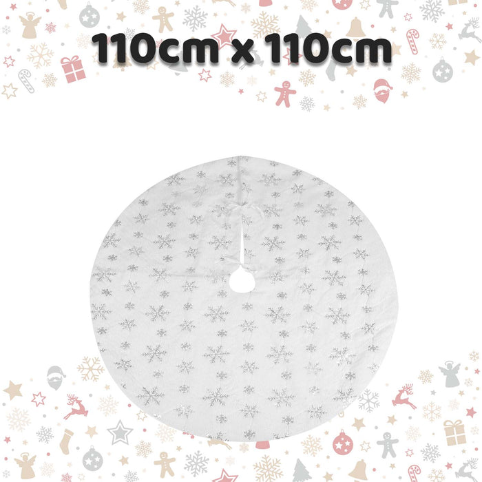Christmas Tree Skirt Decoration 110cm x 110cm Silver X 1