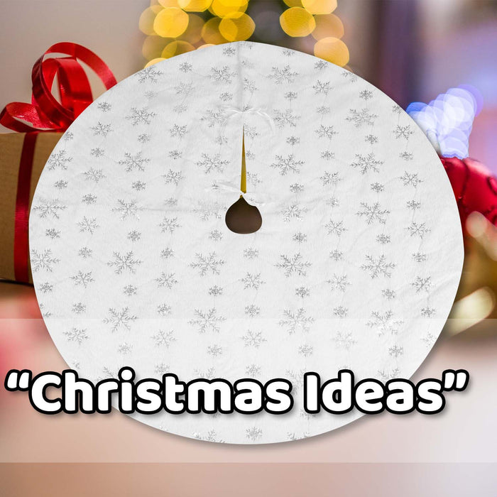 Christmas Tree Skirt Decoration 110cm x 110cm Silver X 1