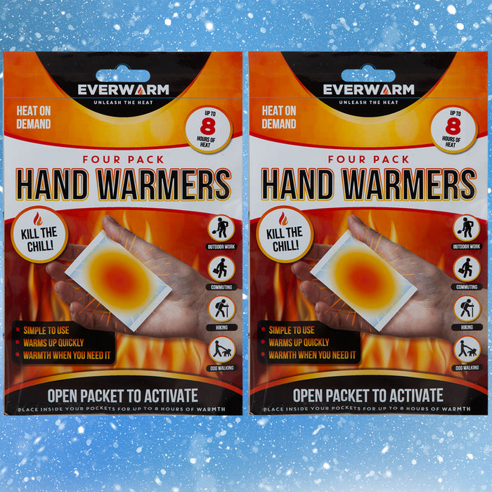 8 Hand Warmers Air Activated- Ready to Use Pack of 4 x 2 Orange