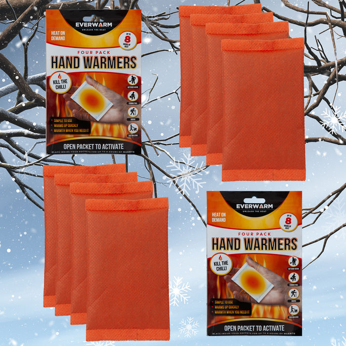 8 Hand Warmers Air Activated- Ready to Use Pack of 4 x 2 Orange