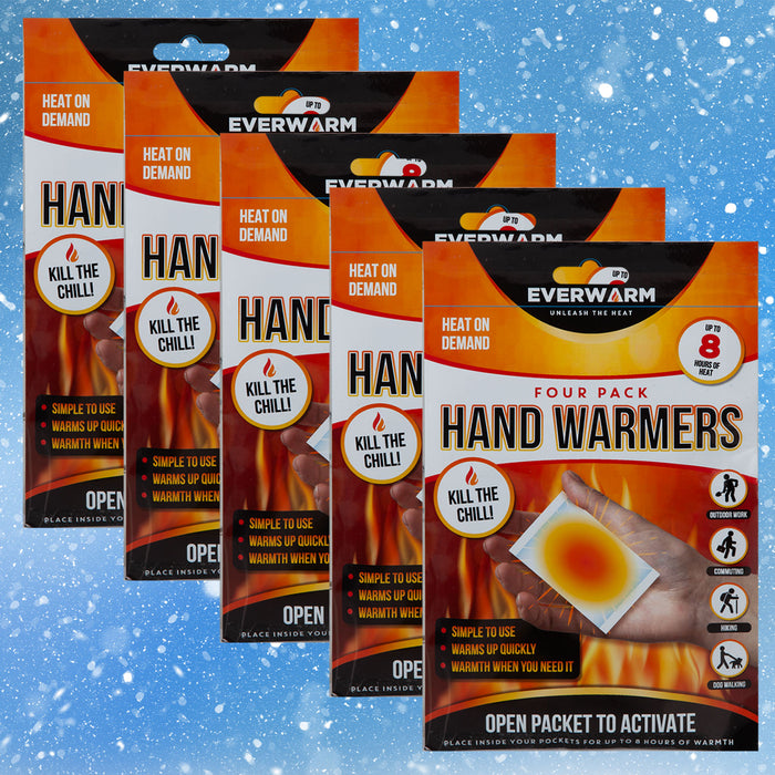 20 Hand Warmers Air Activated- Ready to Use Pack of 4 x 5 Orange