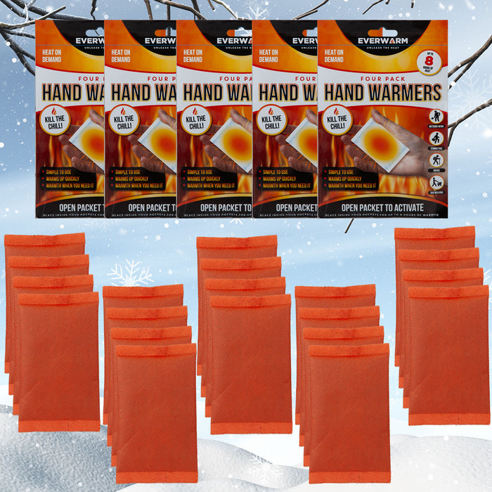 20 Hand Warmers Air Activated- Ready to Use Pack of 4 x 5 Orange