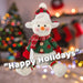 Christmas Sitting Snowman Decoration Plush 19cm x 22.5cm White X 1