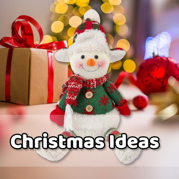 Christmas Sitting Snowman Decoration Plush 19cm x 22.5cm White X 1