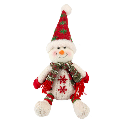 Christmas Sitting Snowman Decoration Plush 19cm x 22.5cm White X 1