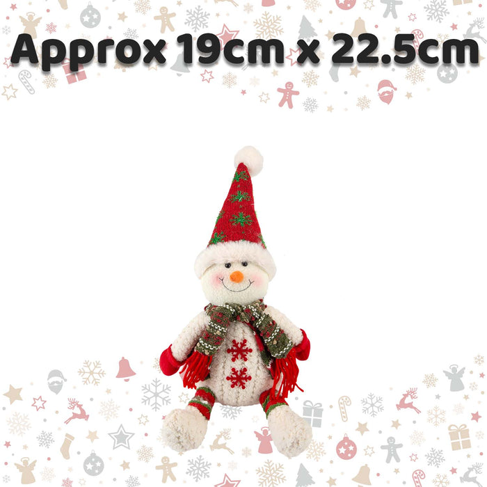 Christmas Sitting Snowman Decoration Plush 19cm x 22.5cm White X 1