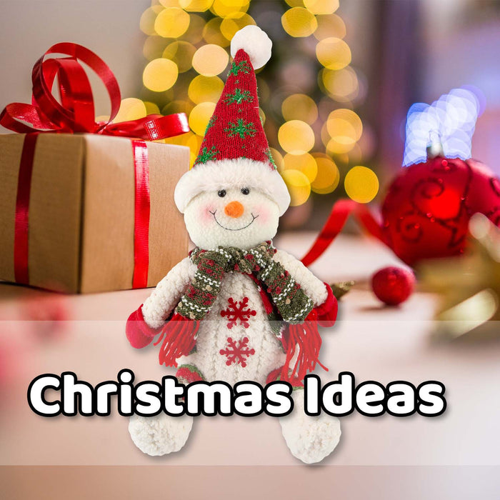Christmas Sitting Snowman Decoration Plush 19cm x 22.5cm White X 1