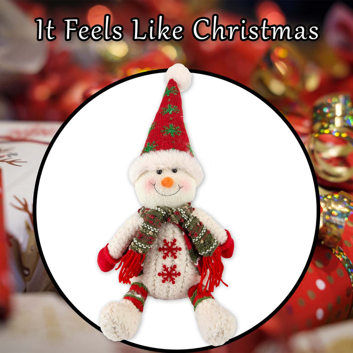 Christmas Sitting Snowman Decoration Plush 19cm x 22.5cm White X 1