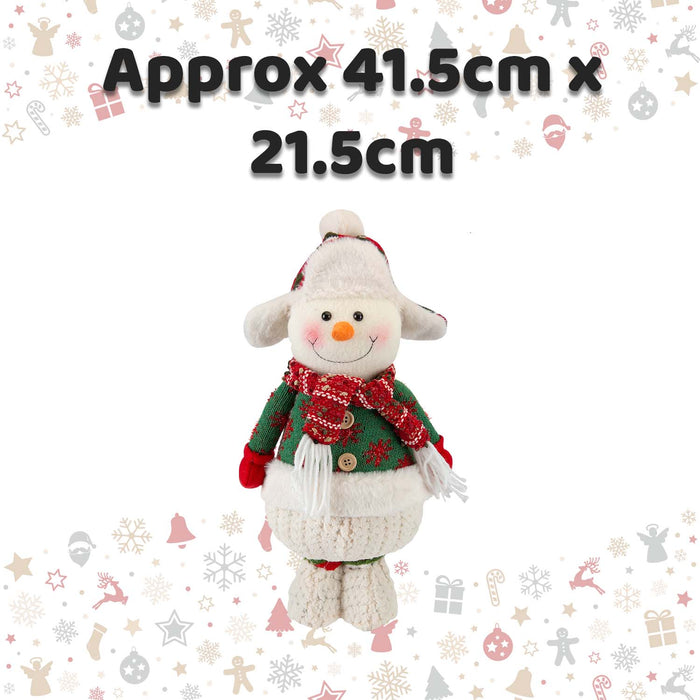 Christmas Standing Snowman Decoration Plush 41.5cm x 21.5cm White X 1