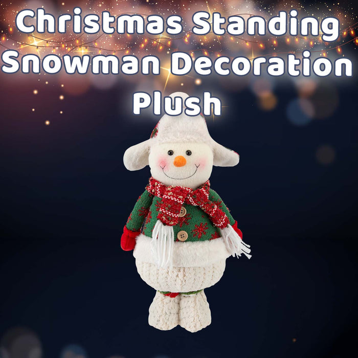 Christmas Standing Snowman Decoration Plush 41.5cm x 21.5cm White X 1