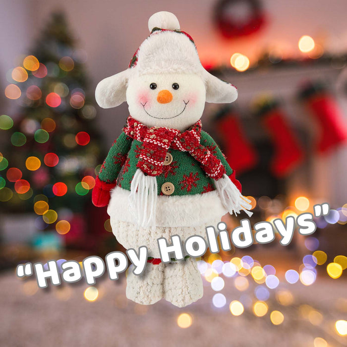 Christmas Standing Snowman Decoration Plush 41.5cm x 21.5cm White X 1