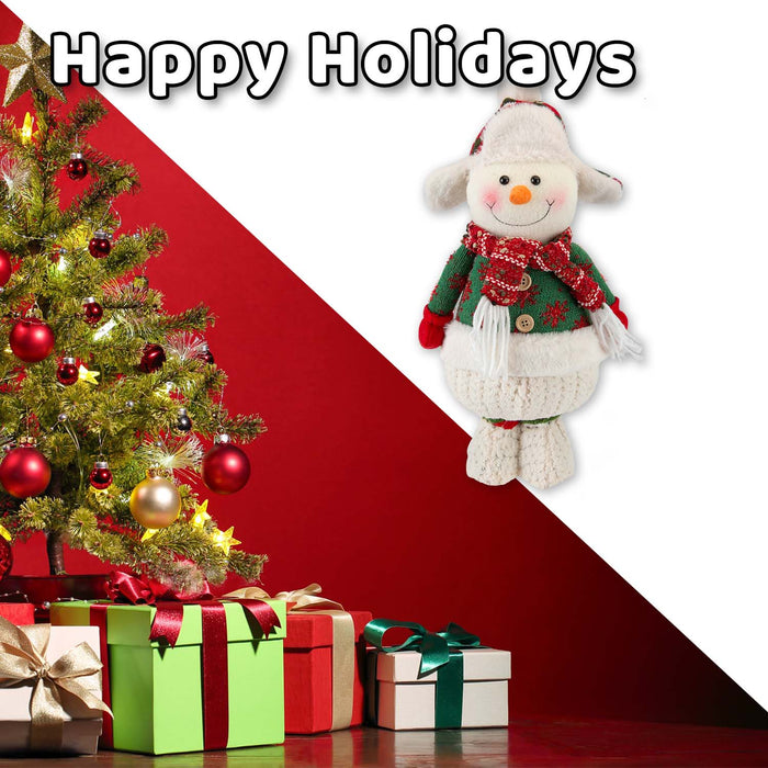 Christmas Standing Snowman Decoration Plush 41.5cm x 21.5cm White X 1