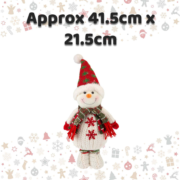 Christmas Standing Snowman Decoration Plush 41.5cm x 21.5cm White X 1