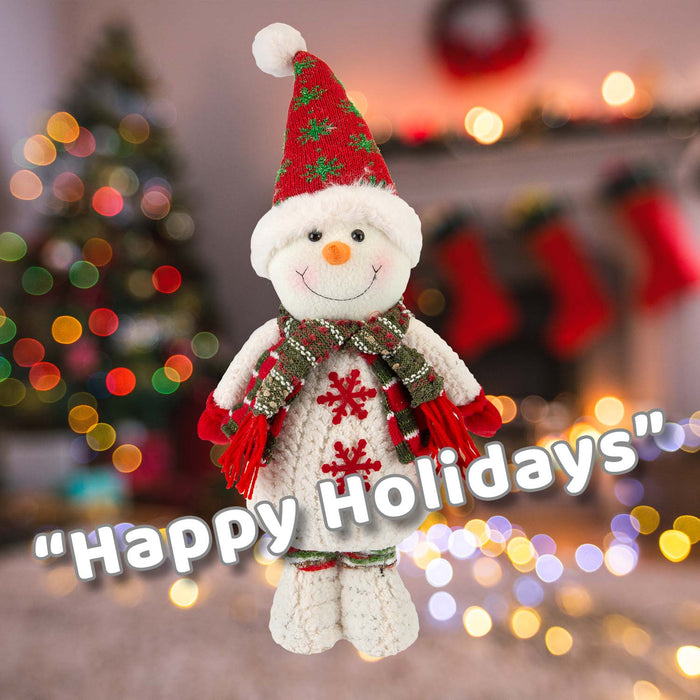 Christmas Standing Snowman Decoration Plush 41.5cm x 21.5cm White X 1