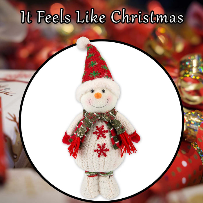 Christmas Standing Snowman Decoration Plush 41.5cm x 21.5cm White X 1