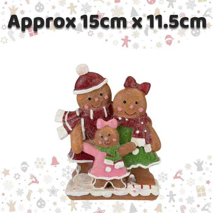 Gingerbread Family Ornament Decoration 15cm x 11.5cm Brown X 1