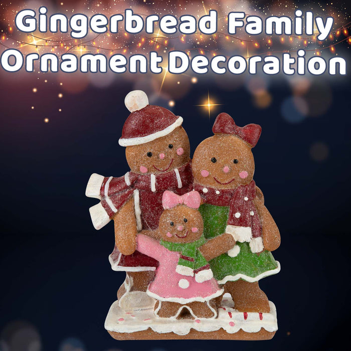Gingerbread Family Ornament Decoration 15cm x 11.5cm Brown X 1