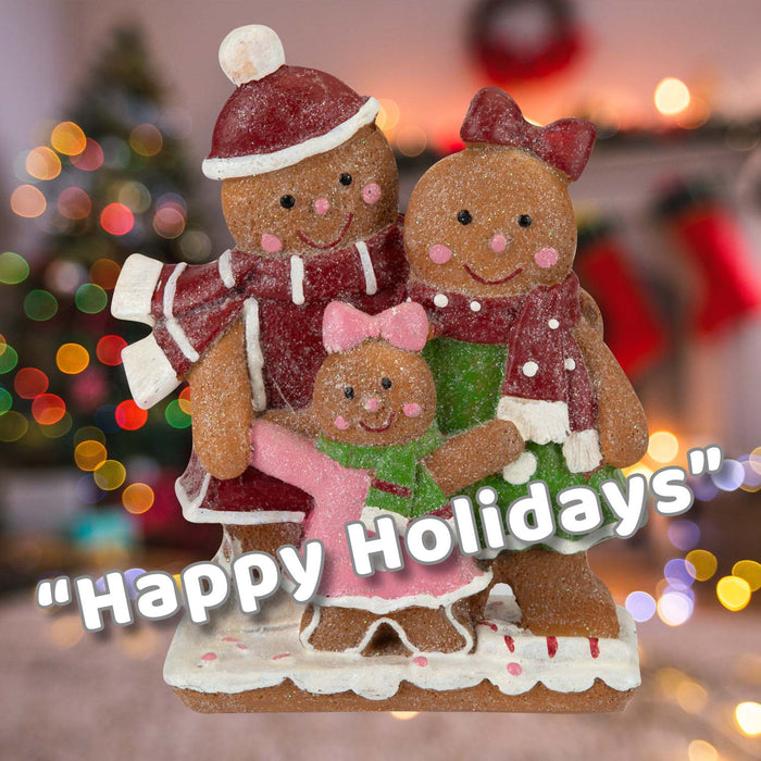 Gingerbread Family Ornament Decoration 15cm x 11.5cm Brown X 1